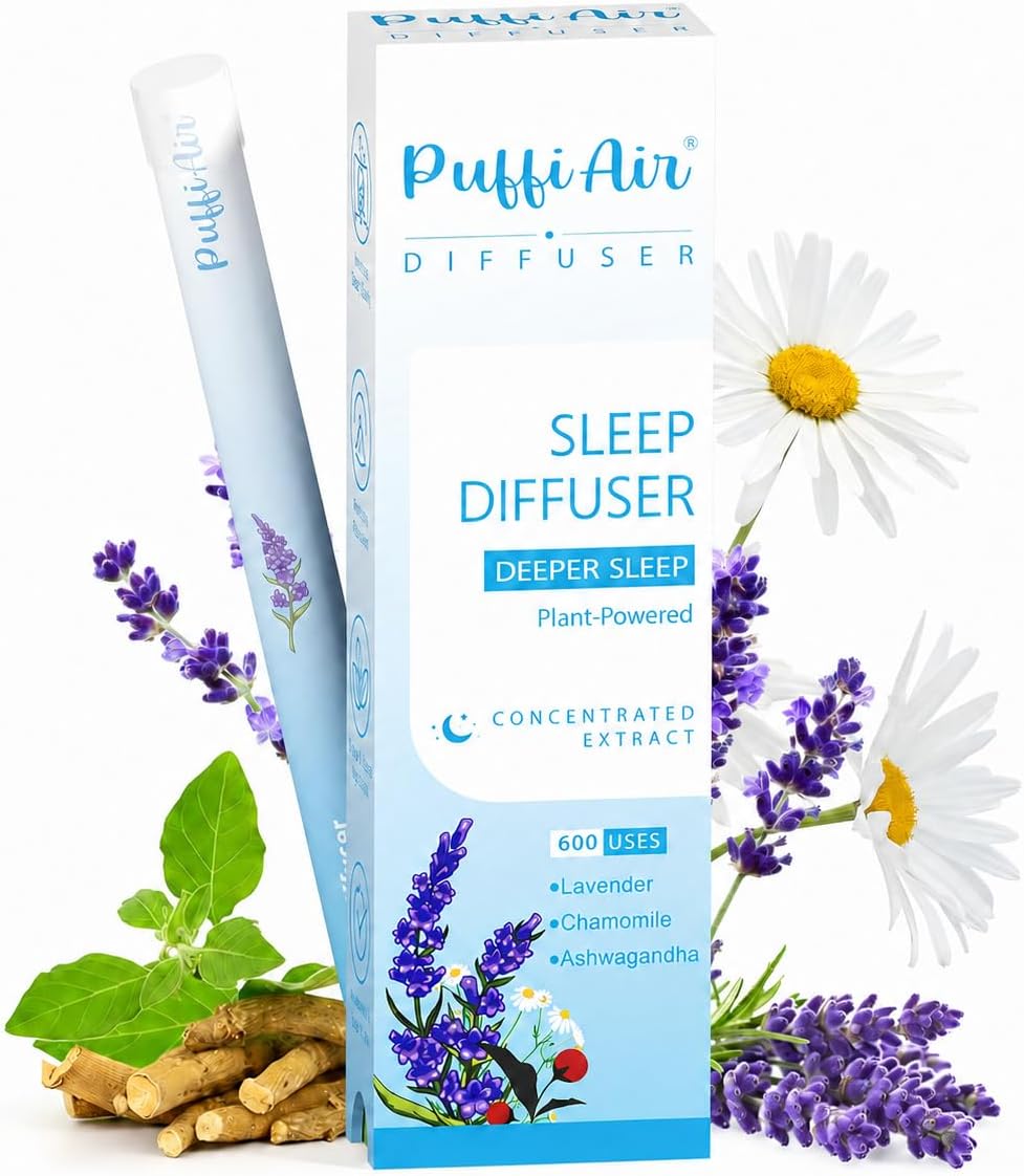 Puffiair Herbal Diffuser Pen with Suction Nozzle, Lavender Flavoured Air Inhaler for Sleep Support, Habit Transition & Breathe Free, No-nicotine Inhalator, Blue 600 Uses
