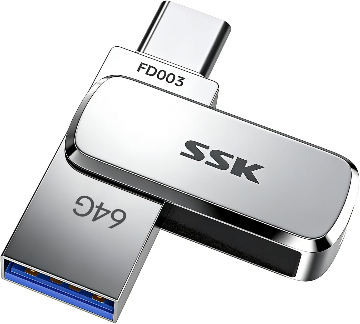 SSK 64GB Dual USB Memory Stick, USB C&A Flash Drive up to 240MB/s Pendrive