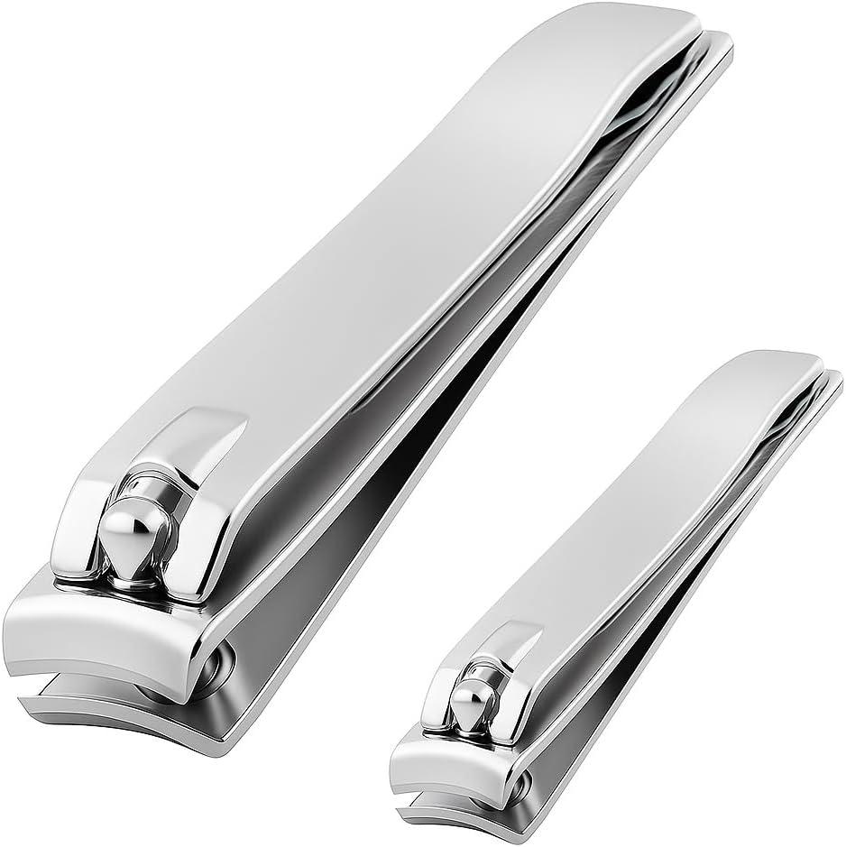 SS INSTRUMENTX 2 Pcs Nail Clippers Set, Heavy Duty Stainless Steel Nail Clippers for Fingernails & Toenails, Sharp, Durable Nail Cutter for Men & Women, Precise & Comfortable Nail Cutting Tool