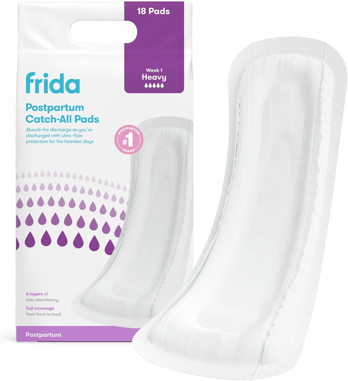 Frida Mom Postpartum Pads, Leak Proof Feminine Care Maxi Pads, 6 Layers