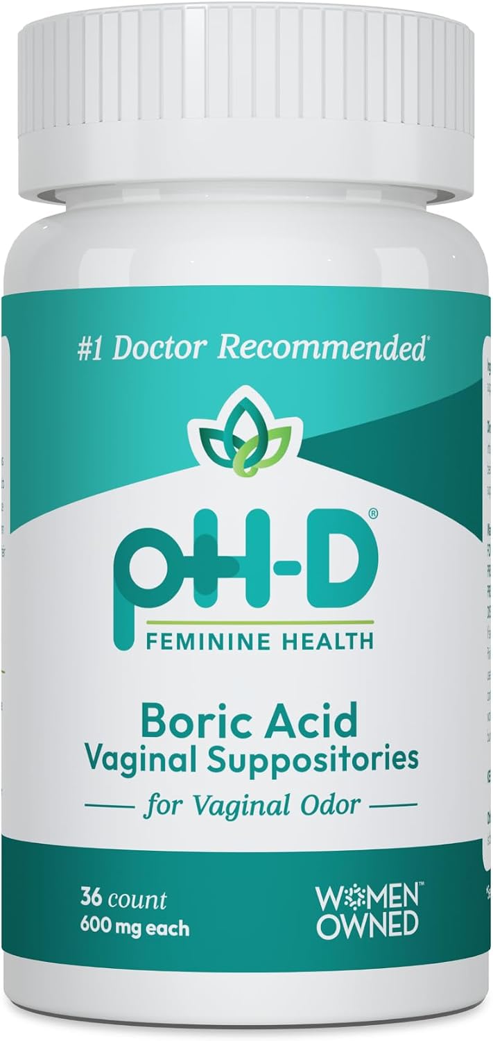 pH-D Feminine Health Boric Acid Suppositories for Women, 600 mg, 36 Count