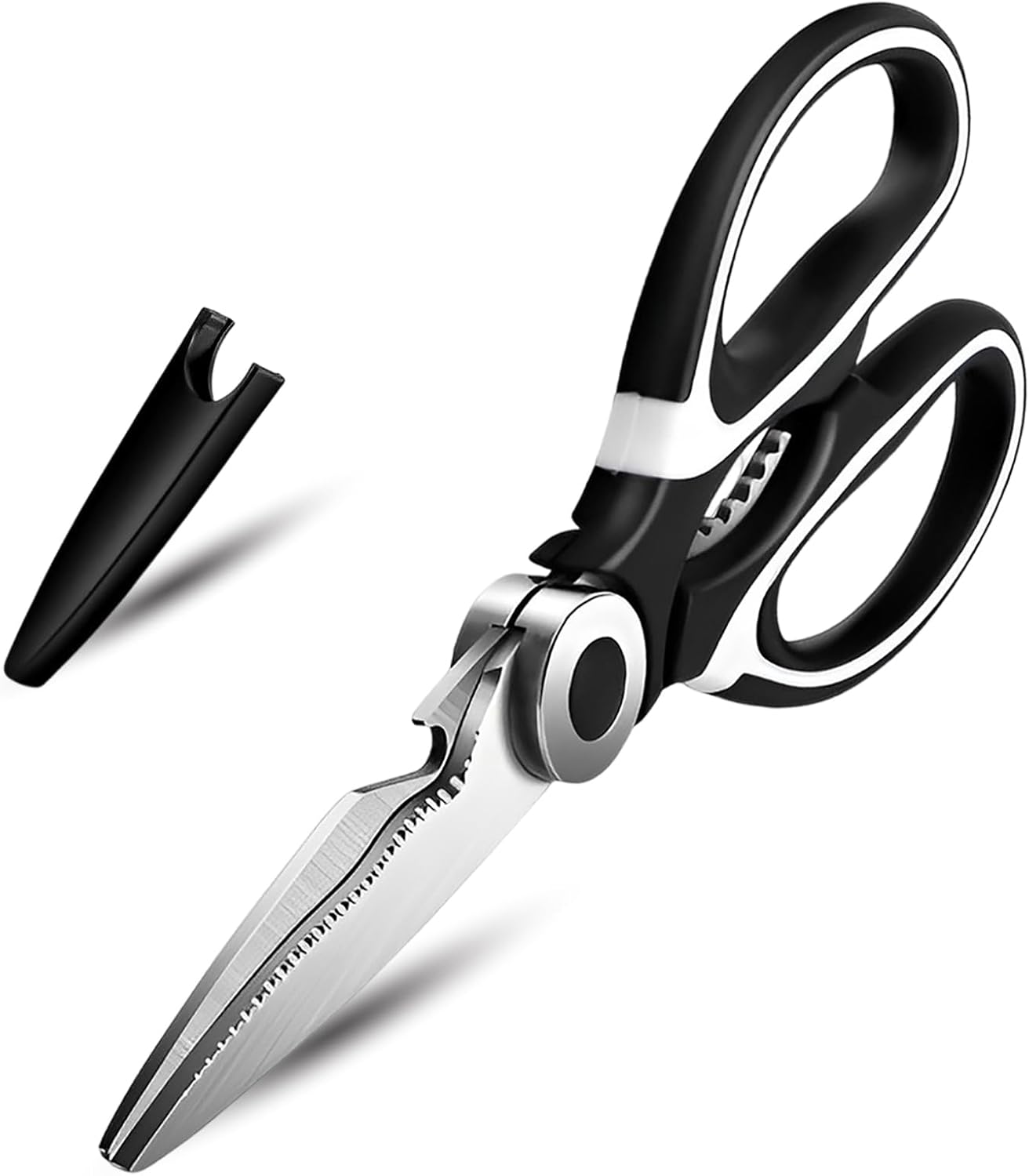 KISUOMAOYI Heavy Duty Kitchen Scissors, Sharp Kitchen Scissors Multipurpose Utility Stainless Steel Scissor, Kitchen Shears for Chicken, PoultryMeat, Vegetables, Herbs, BBQ,Bottle & Jar Opener(Black)