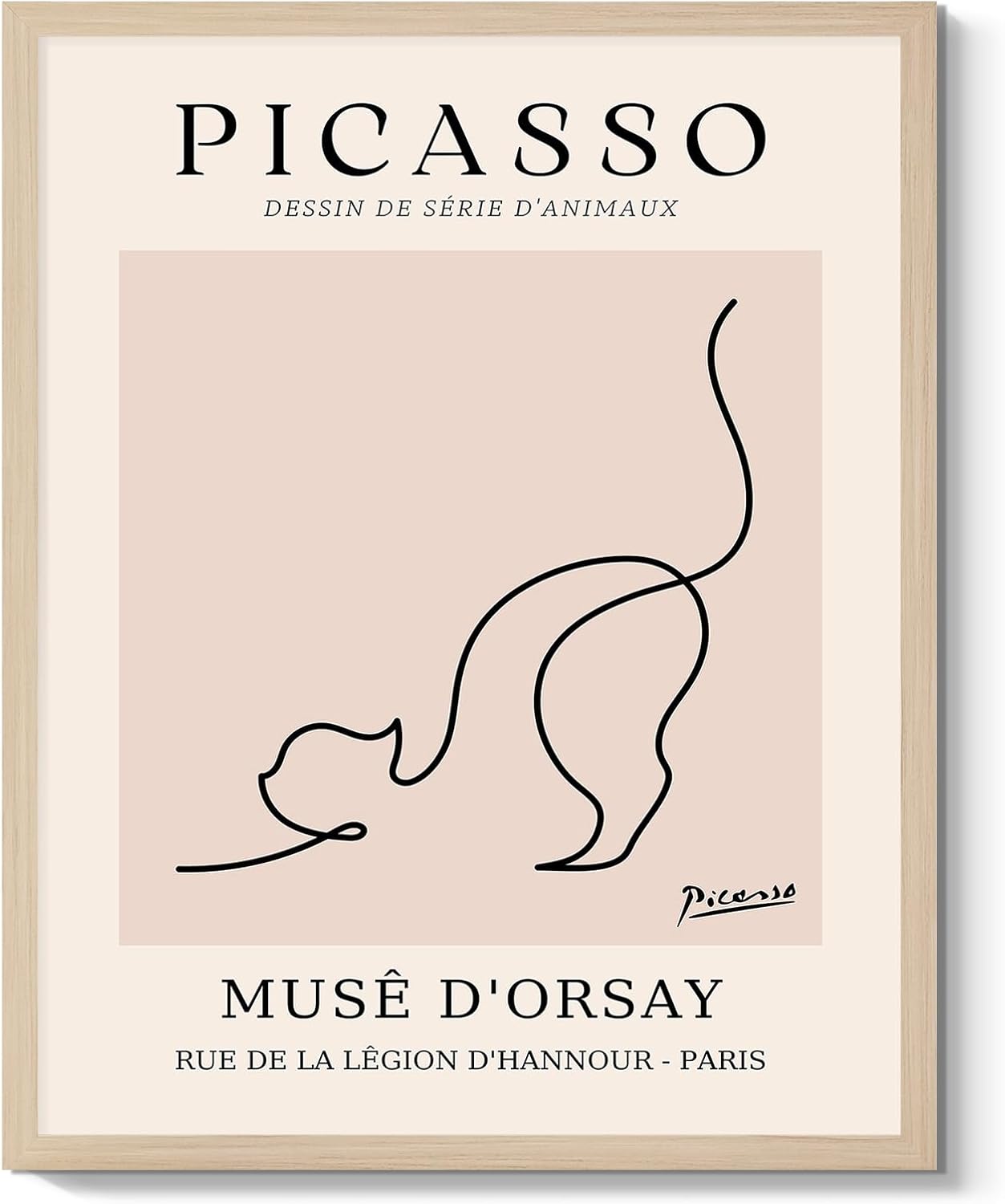 Pablo Picasso Wall Art Cat Canvas Prints Picture Minimalist Wall Decor Picasso Abstract Line Drawing Posters Framed Artwork for Living Room Bedroom Home Office Decoration Gifts, 8x10 Inch