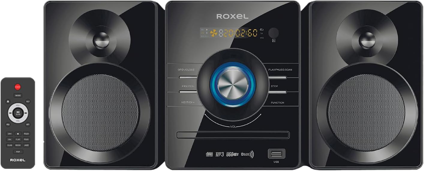 Roxel RCD-240BT Micro Compact Hifi CD Player mini Stereo, USB Playback, FM Radio, BT Streaming, AUX In and Remote Control and FM Radio