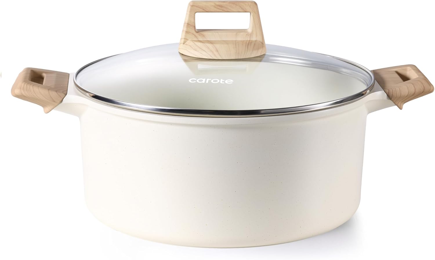 CAROTE 6 Qt Nonstick Stock Pot with Lid Soup Pot, 6 Quart with Lid, Casserole Super Easy to Clean Non Stick Cooking Pot Cookware PFOA Free, White Granite