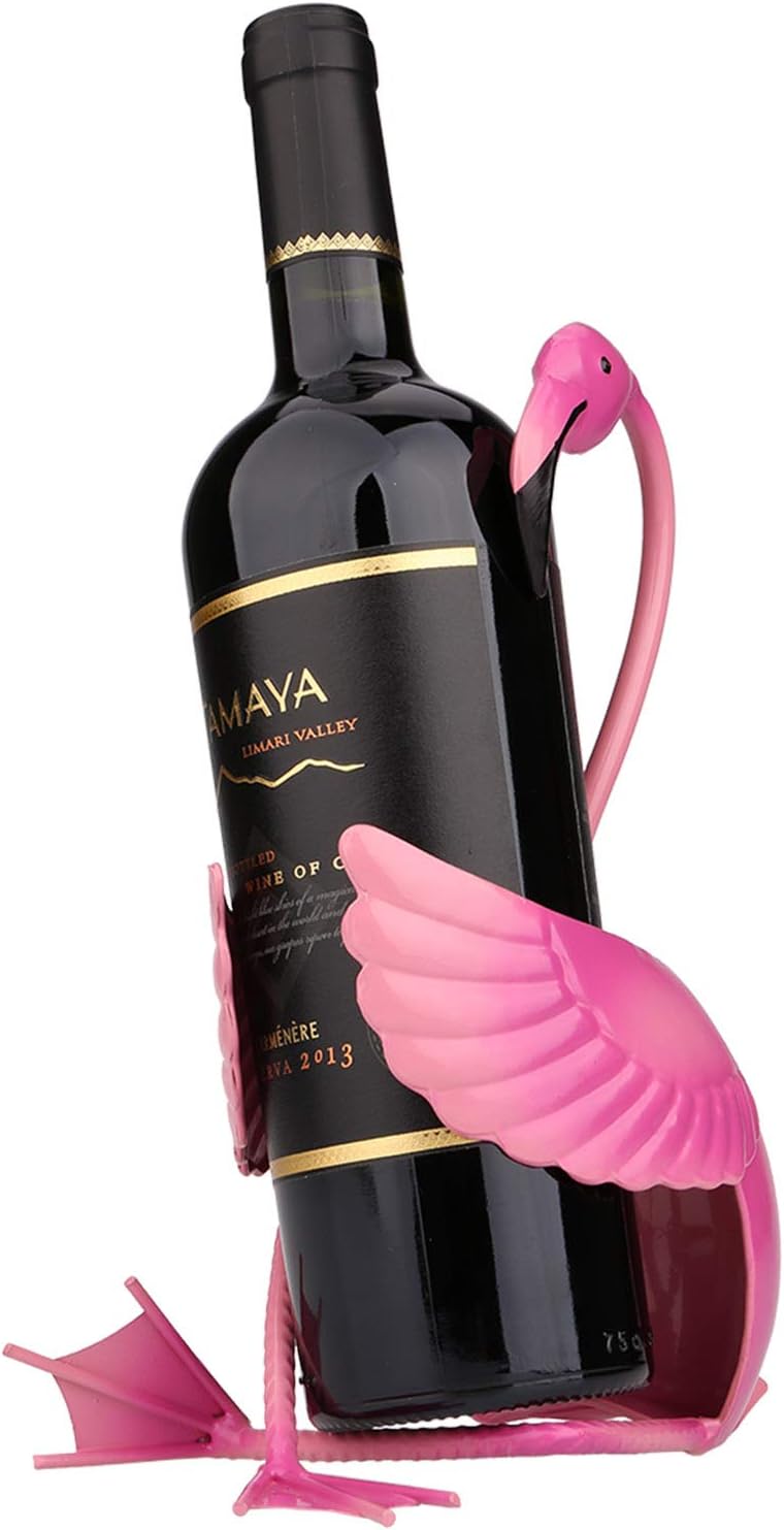 Tooarts Wine Bottle Rack Wine Holder Flamingo Metal Wine Shelf Home Decorations Gifts Interior Decorations