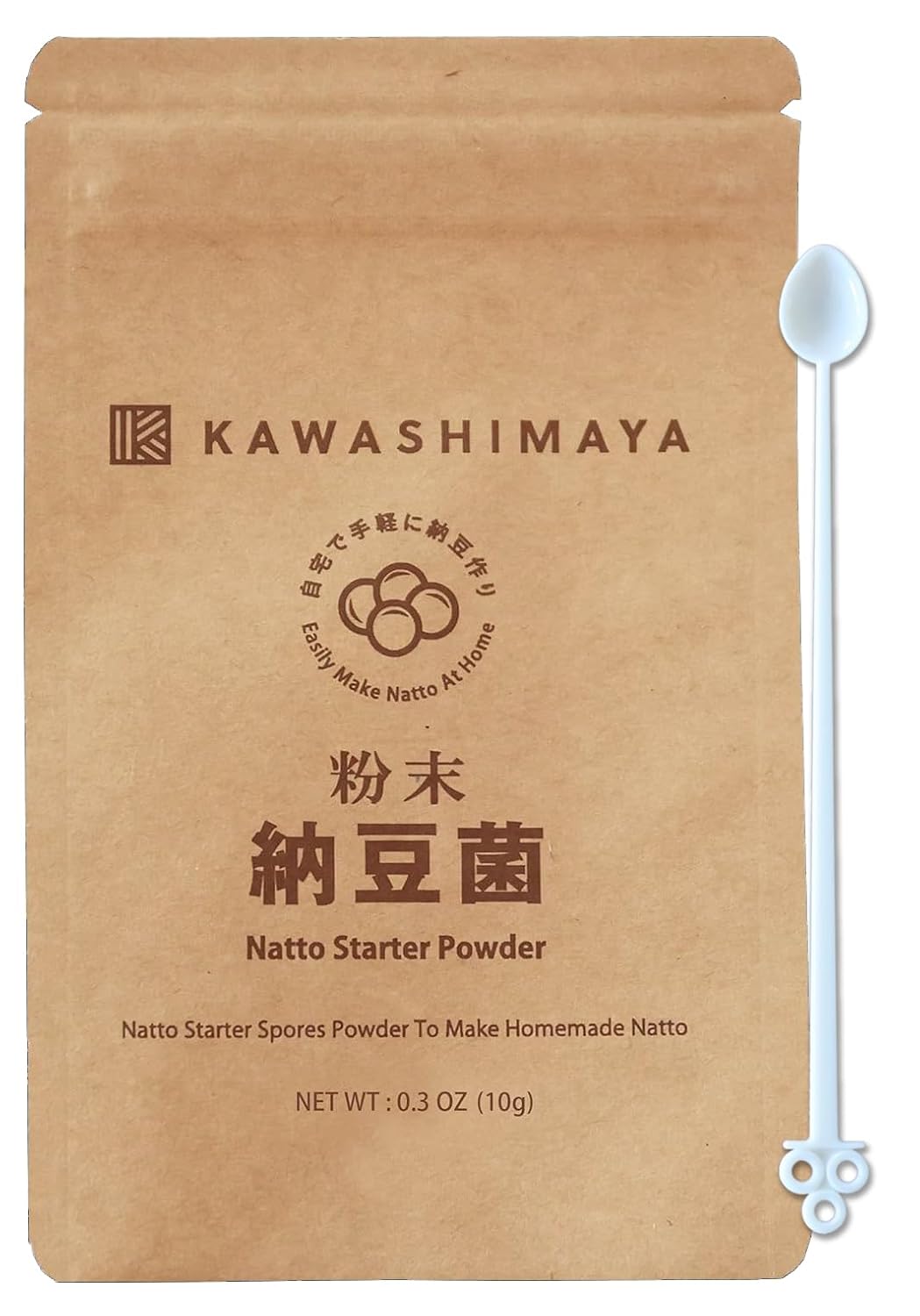 Kawashimaya Natto Starter Powder 3g (0.1oz), To Make 10-30kg of Homemade Natto, Bacillus Subtilis From Soybean Extract