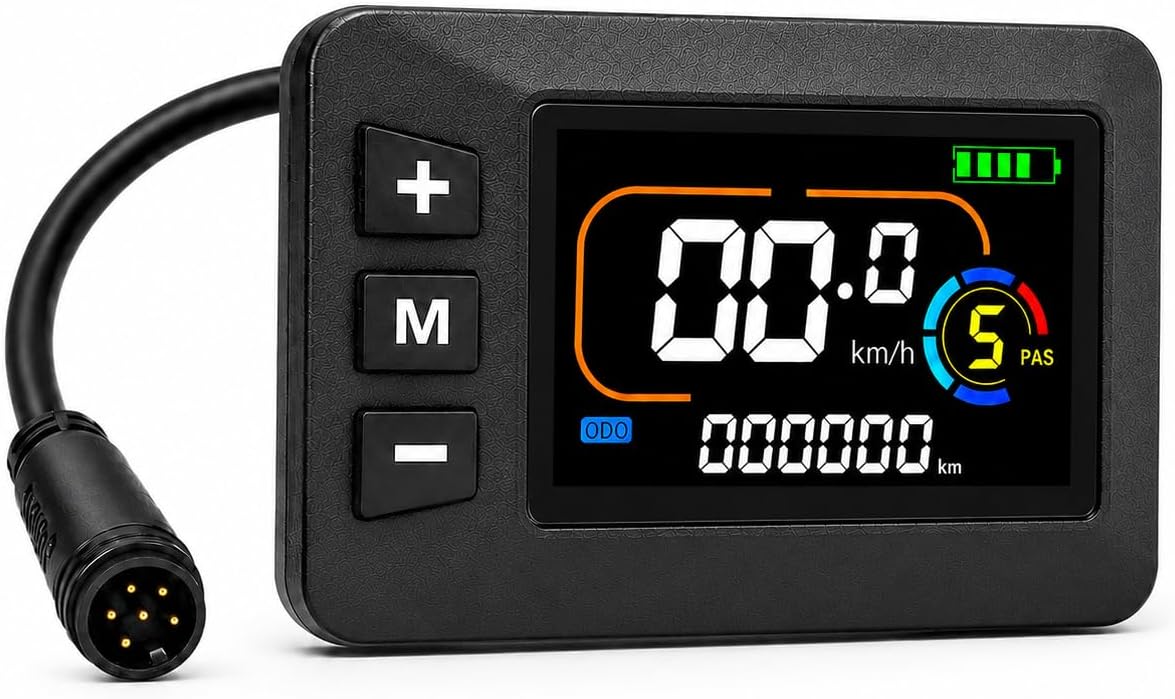 Display for Yozma in 10 Electric Dirt Bike | G518 6 - Pin LCD Display | 22.2mm Handlebar Mount | Night - Time Visibility | Waterproof ABS Material