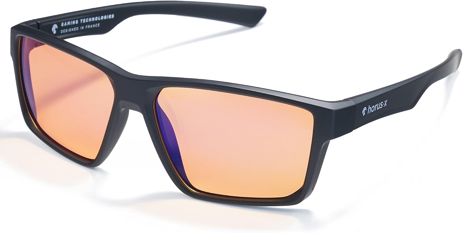 Horus X ® • Gaming Glasses • Blue Light Blocking Computer Screen Glasses | Anti Fatigue & Eyestrain | ONE Amber