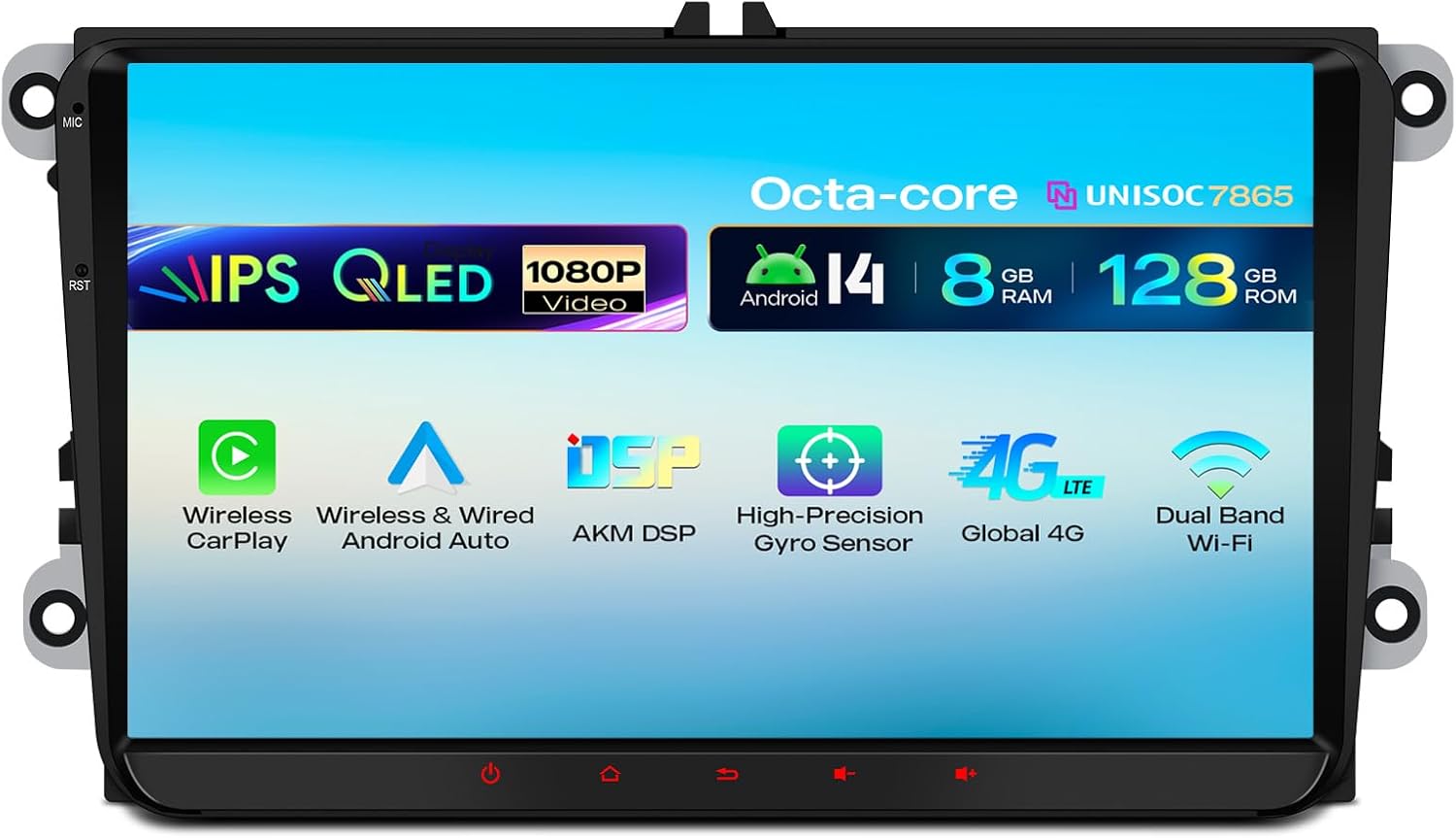 XTRONS 9" Android 14 Qualcomm QLED Car Radio Player for VW Golf MK6/T6 | Octa Core 8+128GB Apple CarPlay Android Auto AKM DSP Bluetooth 5.2 IPS Touch Screen Day/Night All-in 1 Audio Control UI Mode