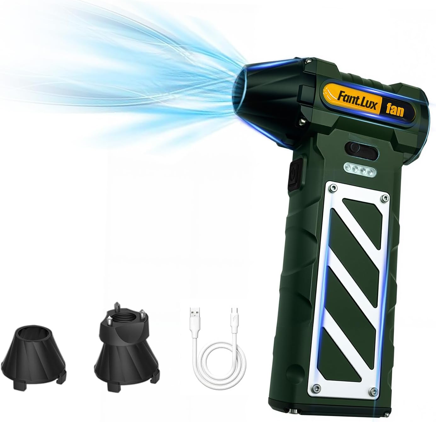 Electric Air Duster, 130000RPM High-Speed Rechargeable Cordless Air Duster with Stepless Speed Control, Long-Lasting Battery, Brushless Motor, for Cleaning Dust, Keyboard, Laptop, Car (Green)
