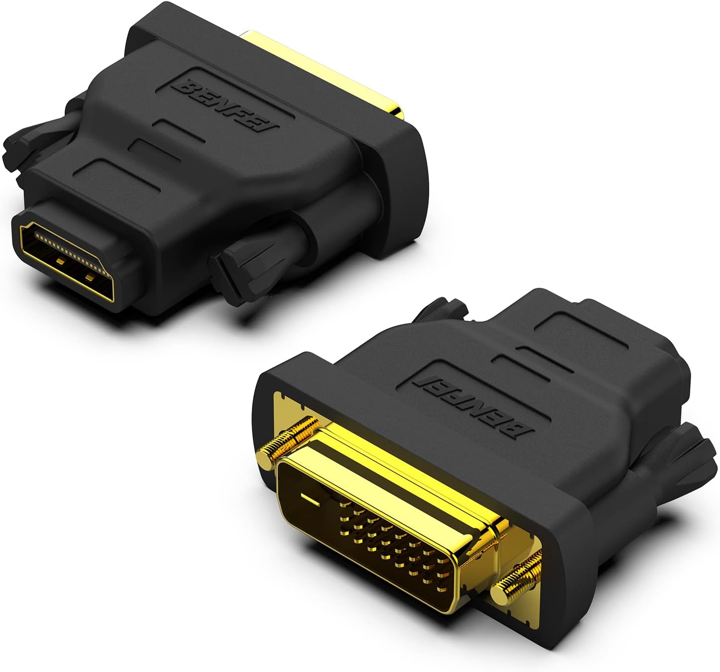 BENFEI DVI to HDMI Adapter, 2 Packs Bidirectional HDMI to DVI-D Adapter with Gold-Plated Connectors