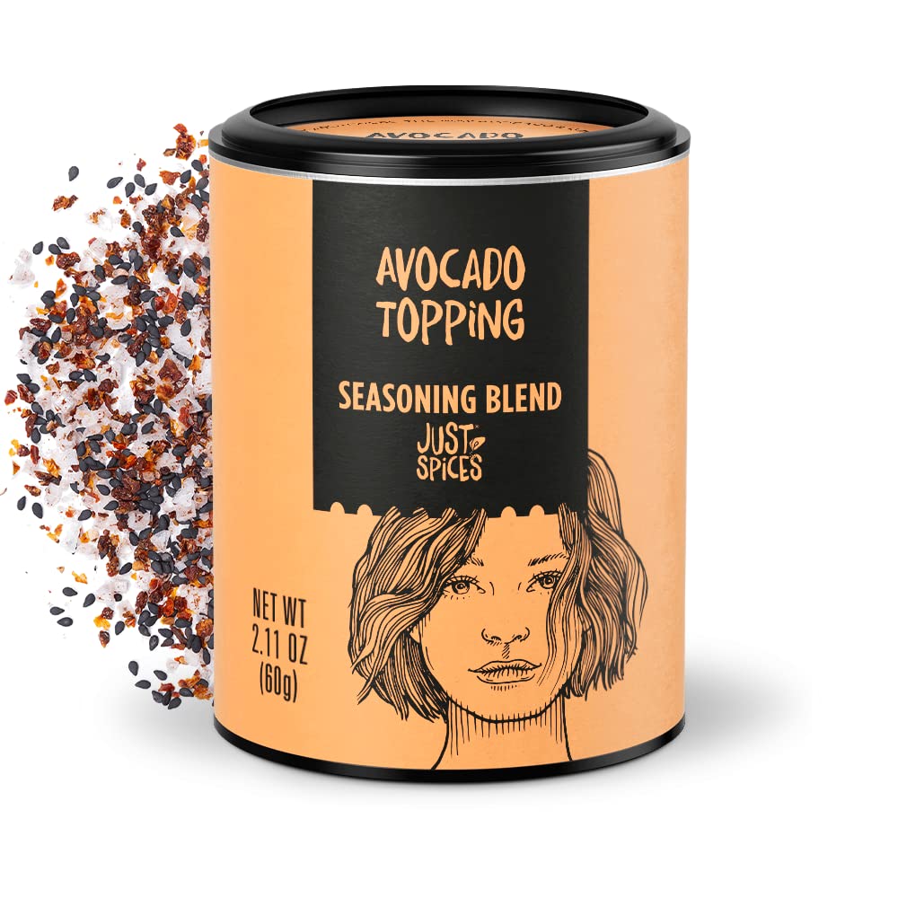Just Spices Avocado Topping, 2.11 OZ I Spice mix for avocado I Also for refining bowls and salad I With black sesame, tomato and chili, pyramid salt and more