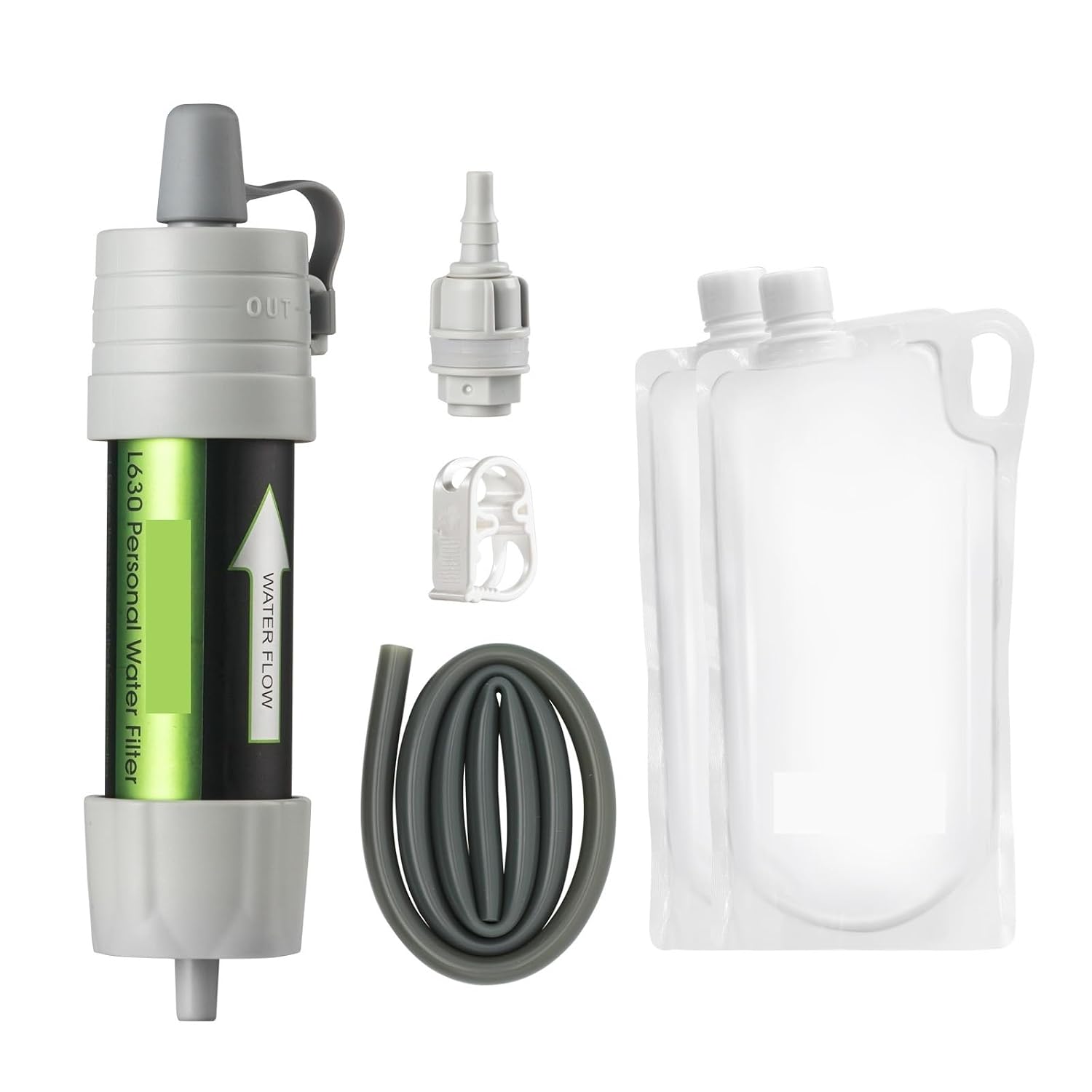 Outdoor Water Filter， Water Filtration System With Transparent Bag Ultrafiltration Direct Drinking Water Filtration Under-sink & Countertop Filtration(Grijs)