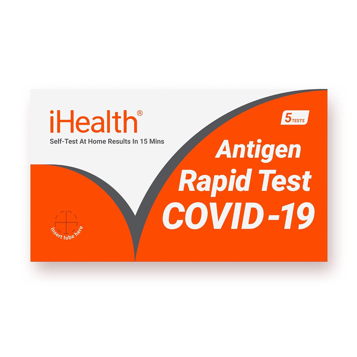 iHealth COVID-19 Antigen Rapid Home Test, 5 Tests, FDA Authorized OTC | at-Home Self Covid Test, Results in 15 Minutes with Non-invasive Nasal Swab, for ages 2 and up, easy to use