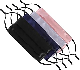 4 Pcs Adult Washable Double-Sided Silk Face Masks with Nose Wire. Adjustable, Reusable. Women Gift.