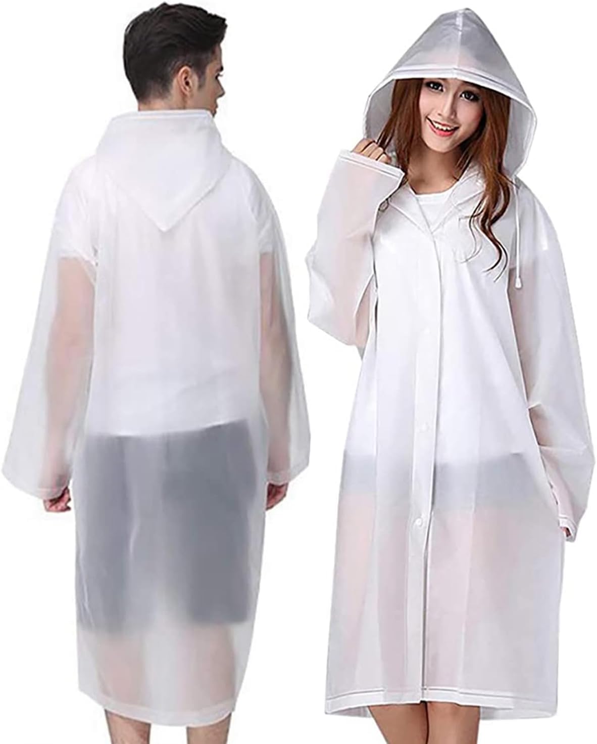 Rain Coat Poncho for Adult, 2 Pack Women Men Reusable Raincoats Emergency with Hood and Drawstring