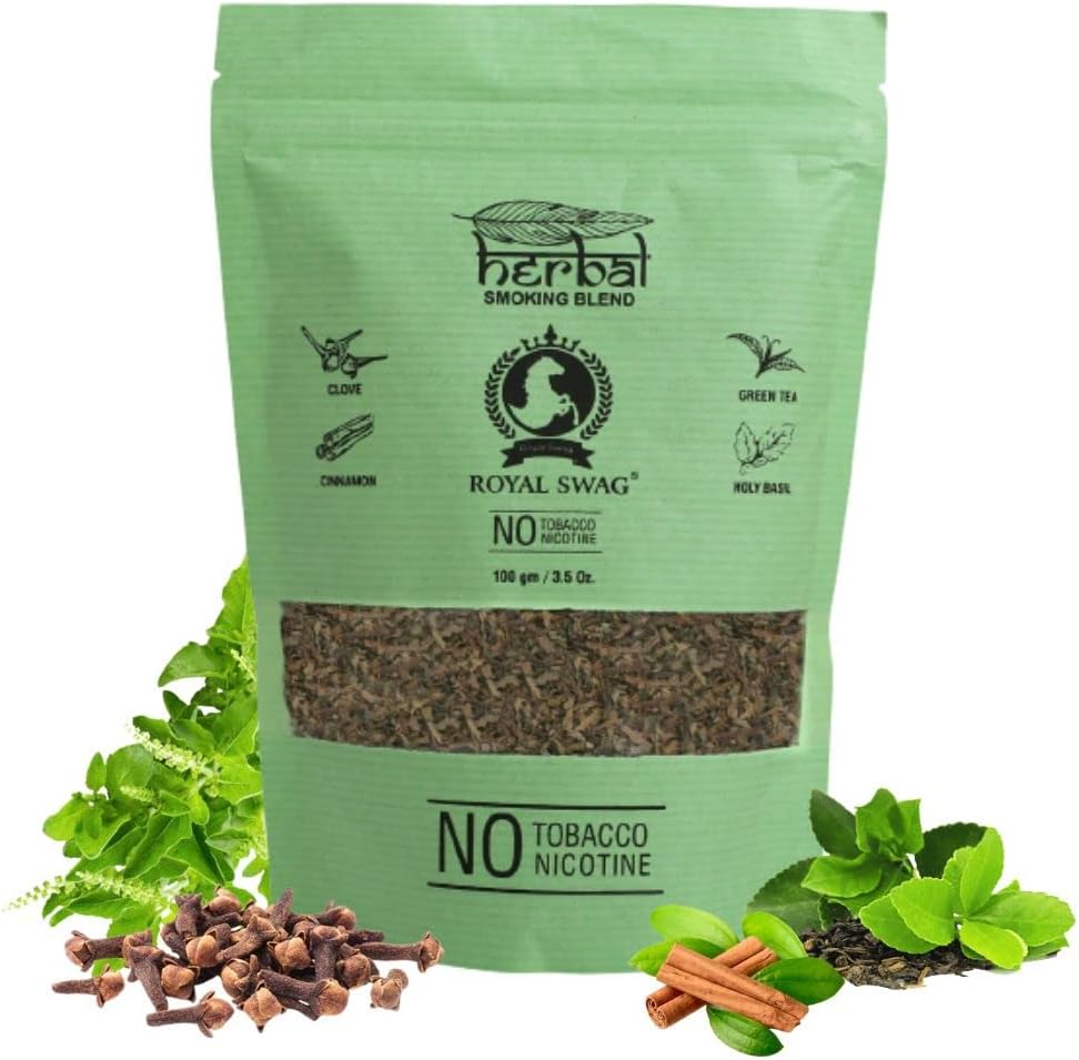 Royal Swag Herbal Smoking Blend Mix 100% Tobacco Free & Nicotine Free Organic Mixture for Smoking 100g