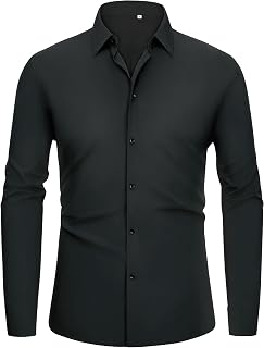 Alimens & Gentle Mens Dress Shirts 4-Way Stretch Long Sleeve Shirts for Men Botton Down Shirt Men Slim Fit Wrinkle Free