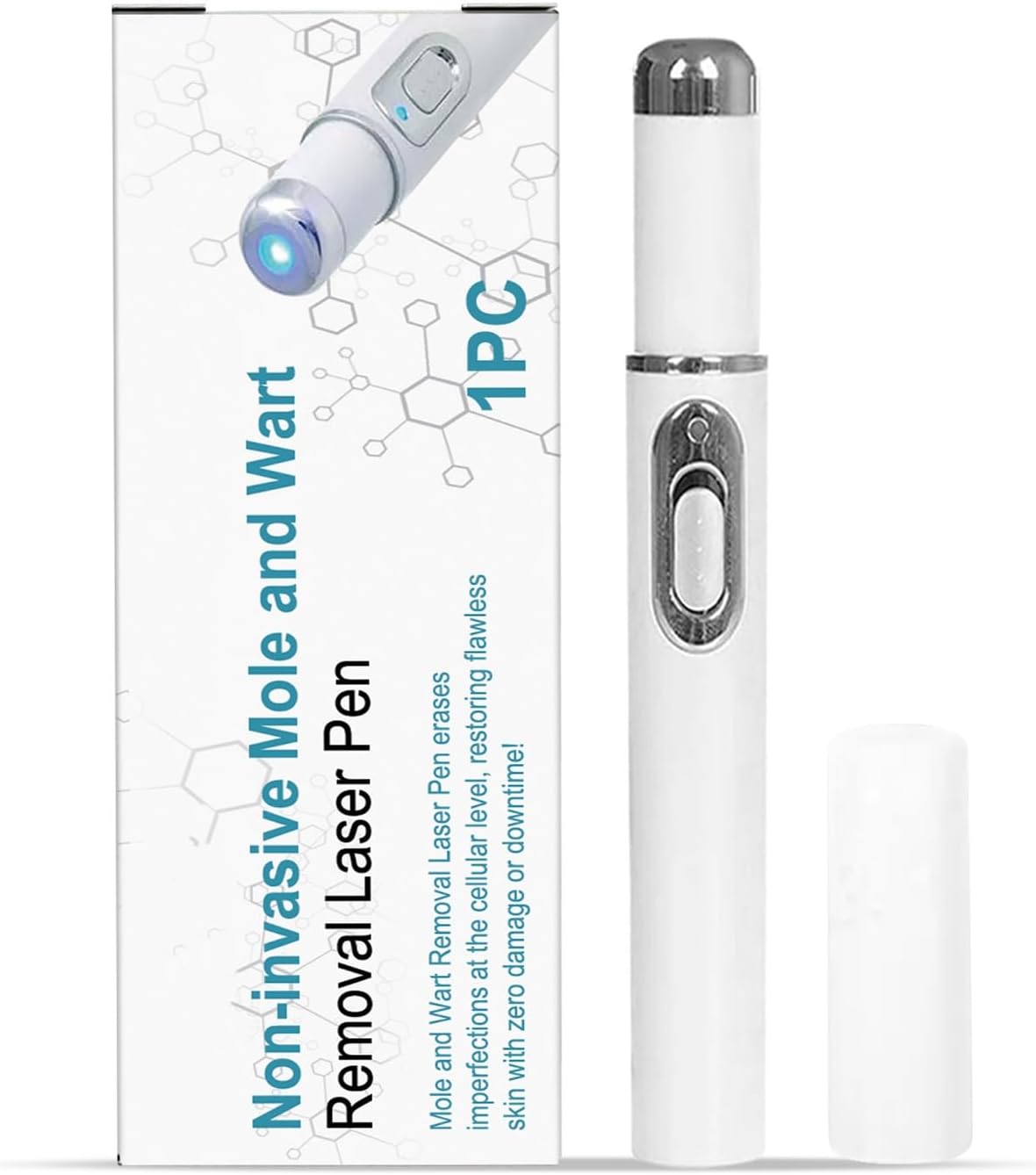 Non-Invasive Mole and Wart Removal Laser Pen,Skin Tag Removal Kit Pen,Skin Mole Removal Pen,Dark Spot Remover for Face & Body, Wart Remover for All Skin Types 1pcs