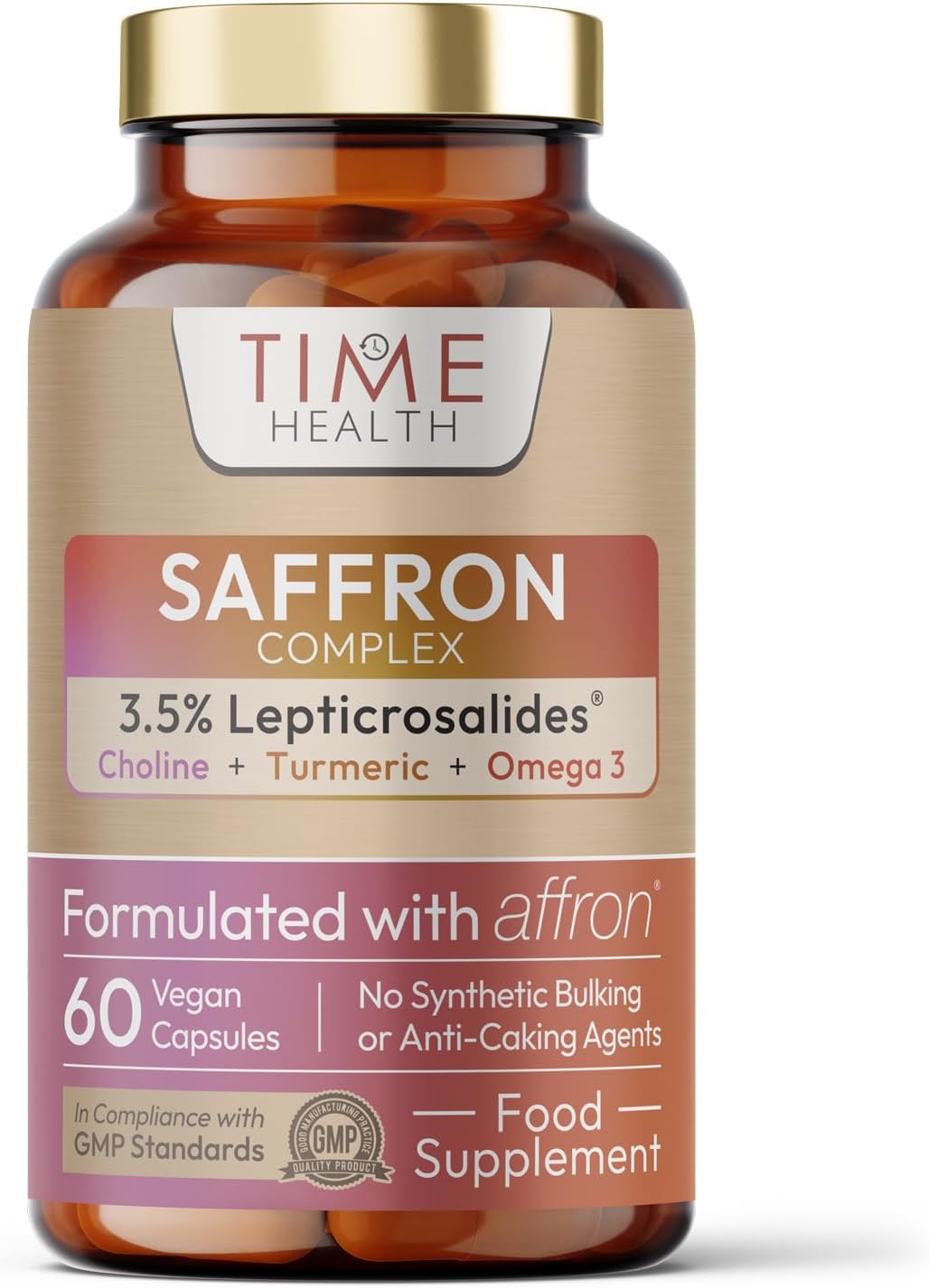 Affron® Saffron Complex - Choline, Turmeric & Omega 3-60 Capsules | UK Made - Contains Crocins, Crocetin and Safranal - Zero Additives - Vegan
