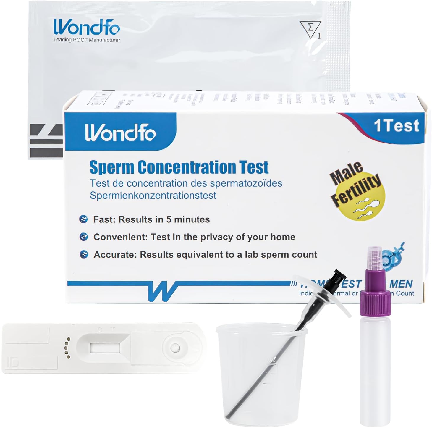 Wondfo Male Fertility Test Kit, 1 Tests, Sperm Count Testing, Privacy Assured