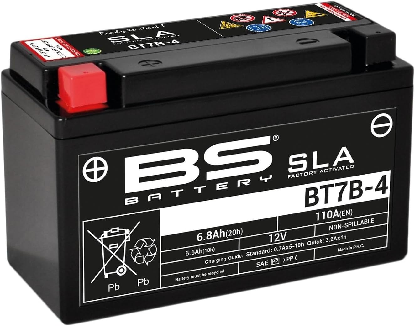 BS battery 300641 BT7b 4 Sla AGM Motorcycle Battery (Black)