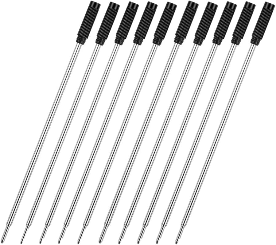 4.5'' Ballpoint Ink Pen Refills for Twist Pens,1mm Medium Tip, Compatible with Cross Pen Refills (8513)(10 Pcs Black Ink)
