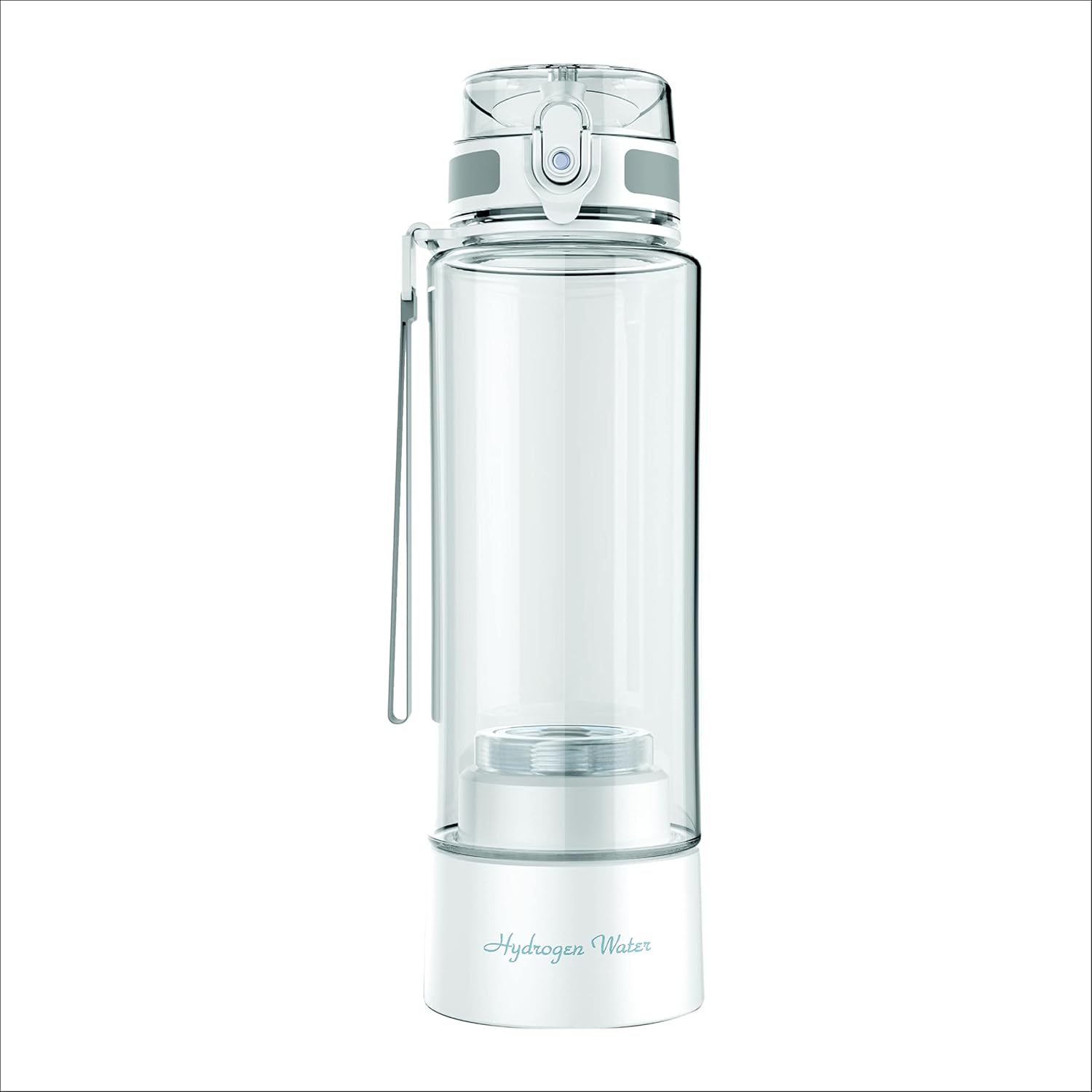 Hydrogen Rich Water Bottle Generator Sport Maker Machine | PEM Membrane & SPE Technology Ionizer Self- cleaning Function - 380ml. white