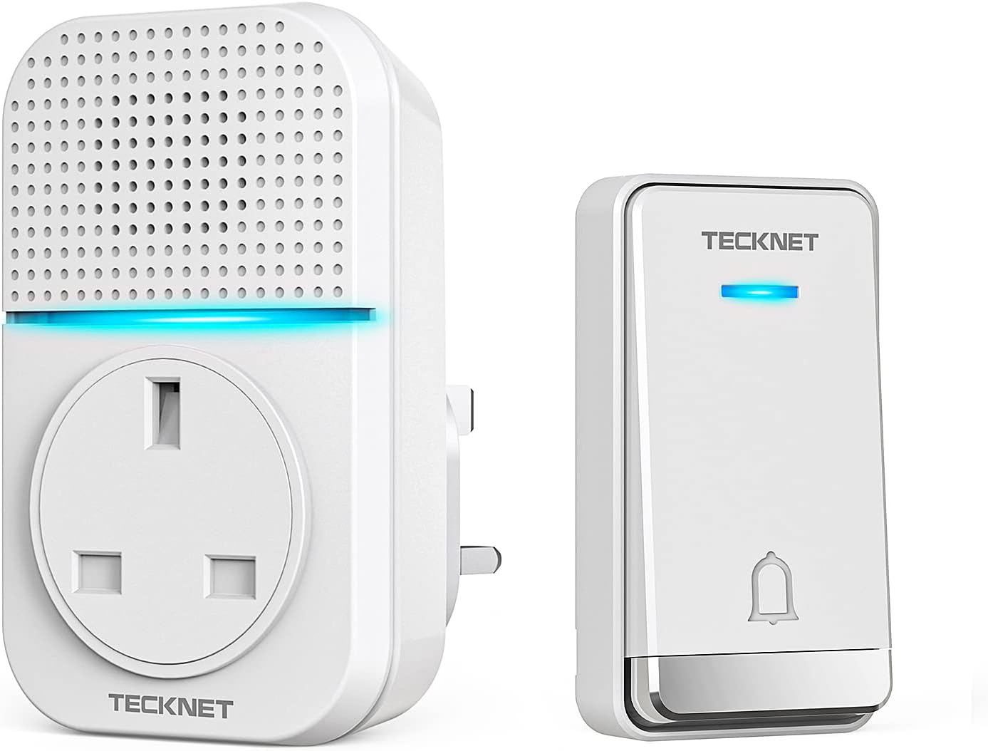 TECKNET Wireless Doorbell, No Battery Required Self-Powered Door Bell Plug in Waterproof IP65 Cordless Doorbell Chime Kits at 1300ft Range with 60 Chimes, 5-Level Volume with LED Light