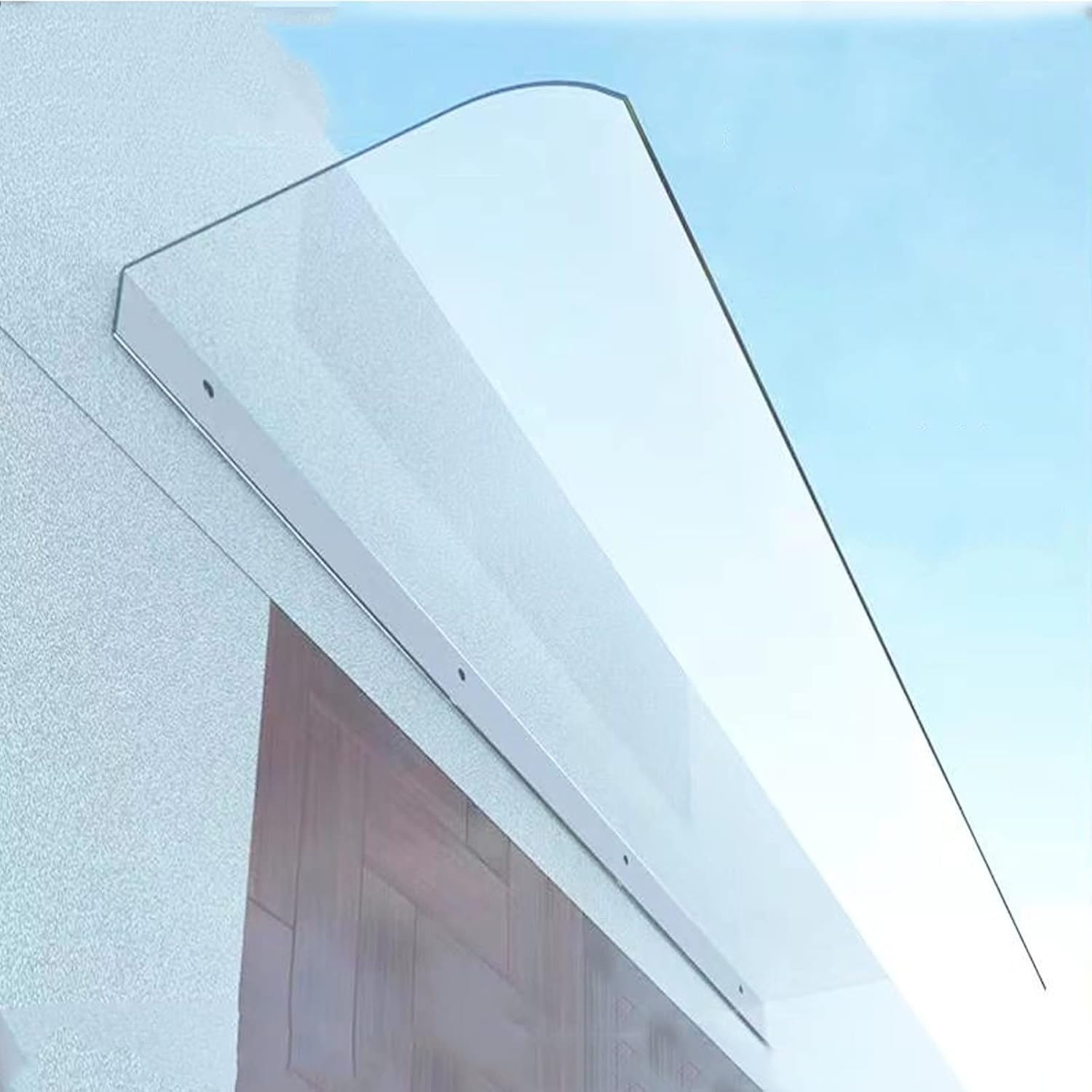 KDDFN Transparent Front Door Canopy,Outdoor Canopy Rain Shelter Awning,UV Rain Snow Canopy Protection,Modern Curved Design,for Door and Window (50x120cm/20 x47)