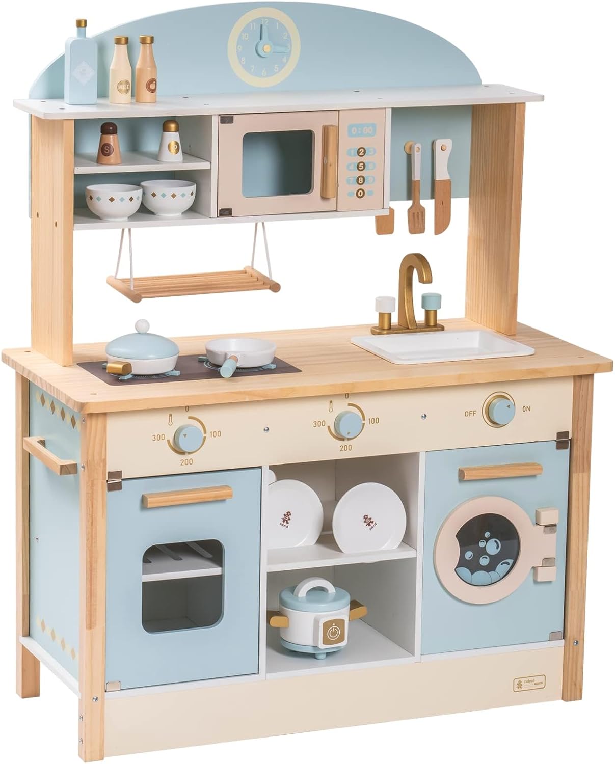 ROBUD Kids Kitchen Wooden Toys Age 3 4 5 | Play Kitchen Toy for 3 4 5 6 Year Old Girl Boy Gifts Wooden Kitchen Kids Birthday for Girls Role Play Toys 3-6 Years Old Presents