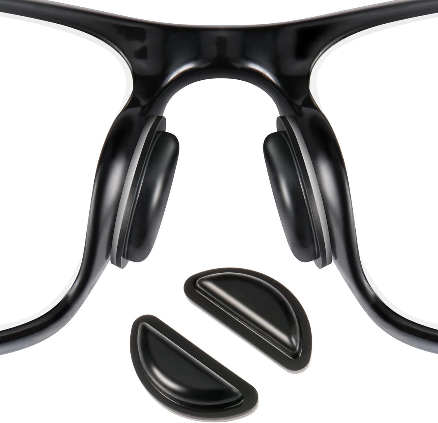 Eyeglass Nose Pads, Comfort Soft Silicone Glasses Nose Pad, with Sticky Backing, Anti-Slip Heighten Air Chamber Glasses Grips for Eyeglasses and Sunglasses (10 Pairs, Black)