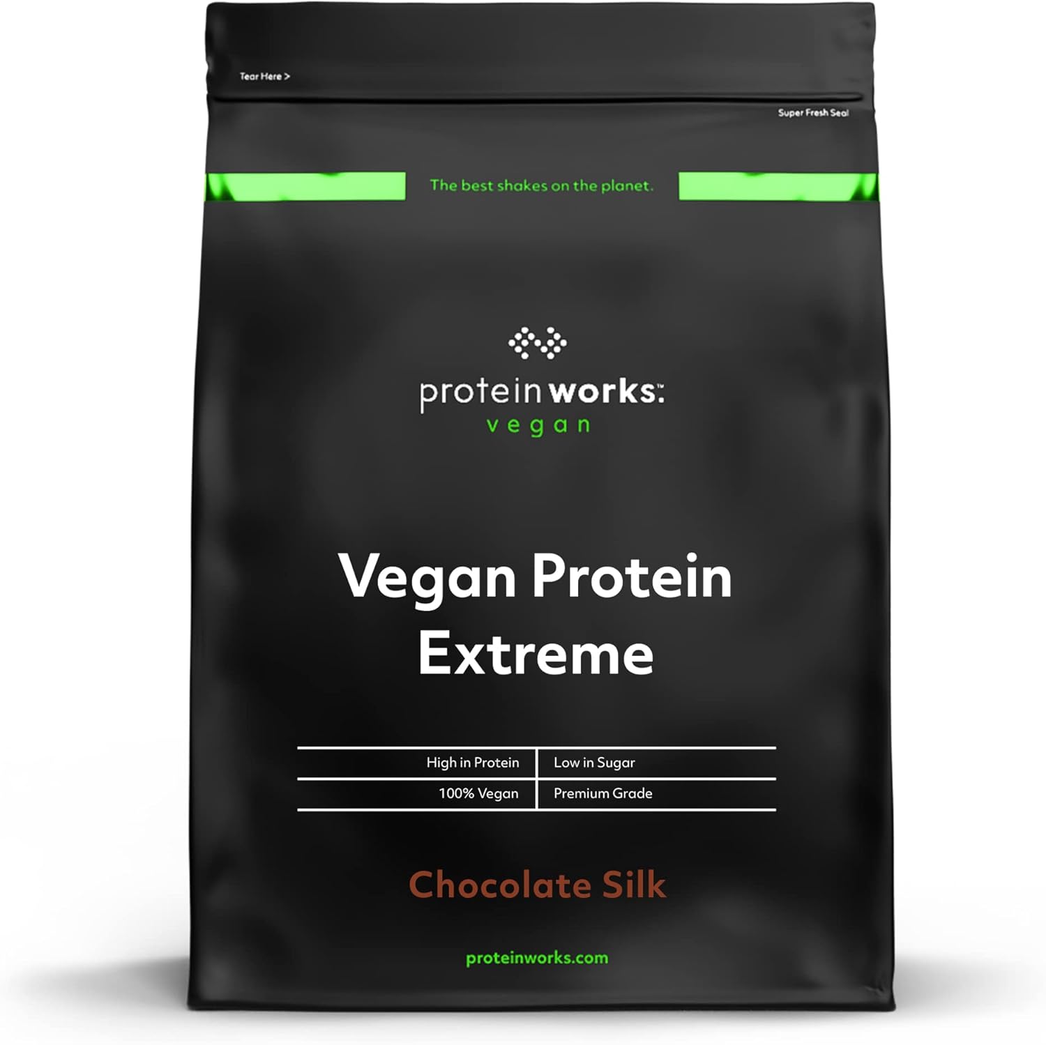 Protein Works - Vegan Protein Extreme , Added Vitamin Blend , Vegan Protein Powder , Plant Based Protein Shake , 28 Servings , Chocolate Silk , 1kg