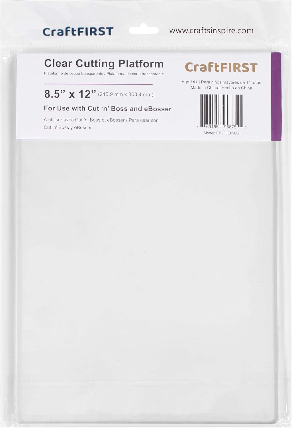 CraftFIRST 8.5 x 12'' Clear Cutting Platform for Cut 'n' Boss and eBosser Pack of 2,Transparent