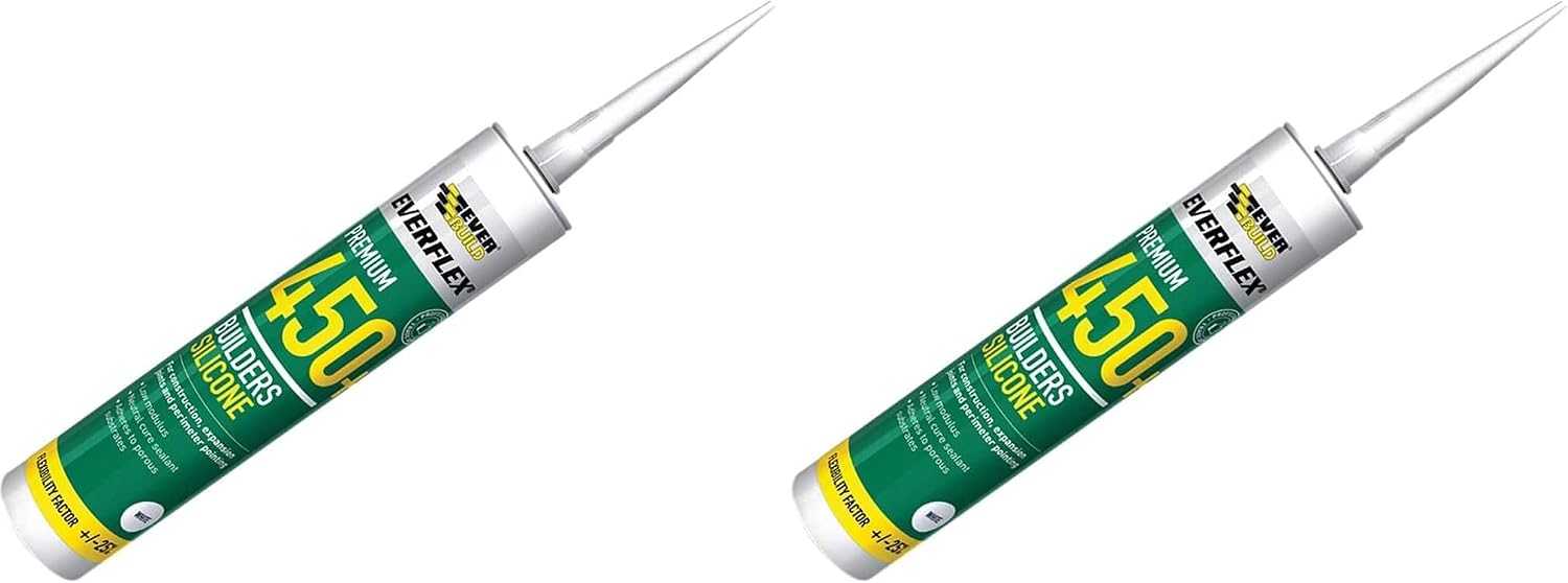 Everbuild 450CL Builders Silicone Sealant-450, 300 ml - Clear (Pack of 2)