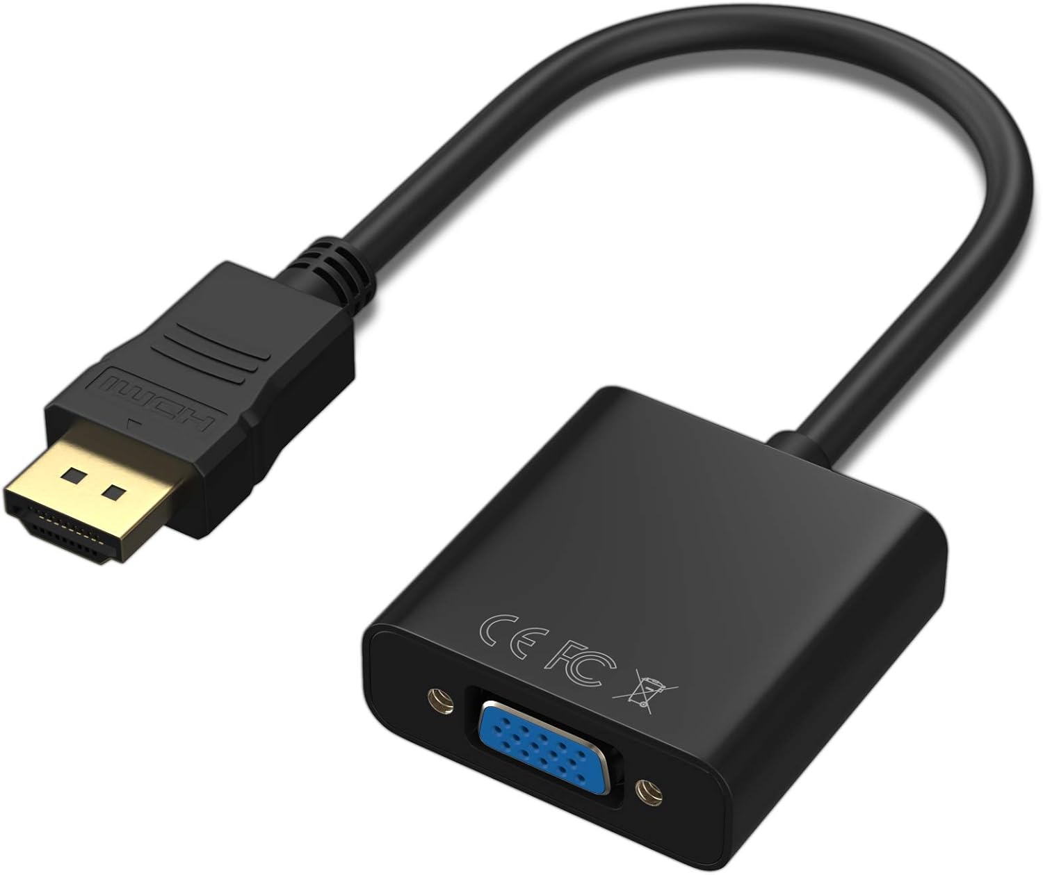 HDMI to VGA Adapter 1080P, HDMI Male to VGA Female Adapter with Audio and DC for Laptop,pc,Desktop,TVbox,Xbox,PS3,PS4 etc -Black