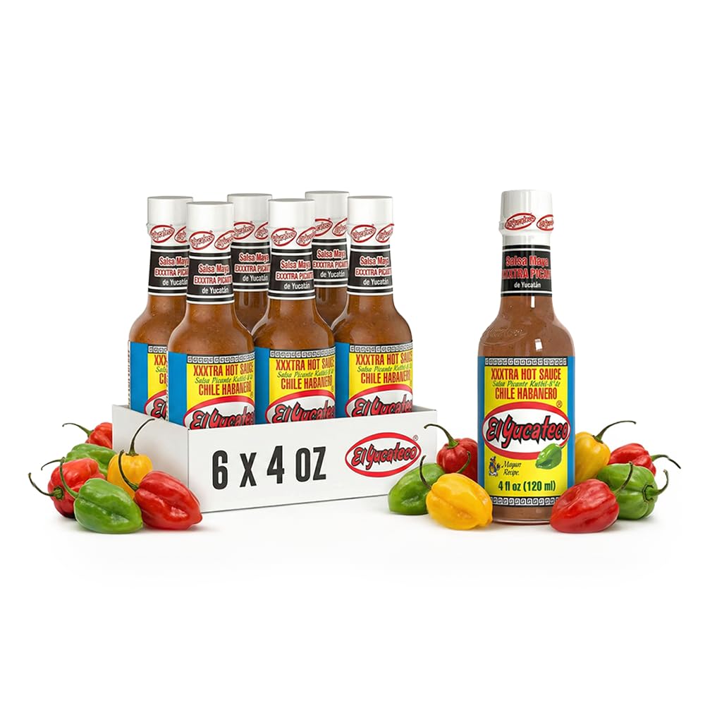 El Yucateco XXXtra Hot Habanero Sauce, 4 fl oz, Pack of 6 | Authentic Mexican, Chile Habanero, Extra Heat, Imported from Mexico