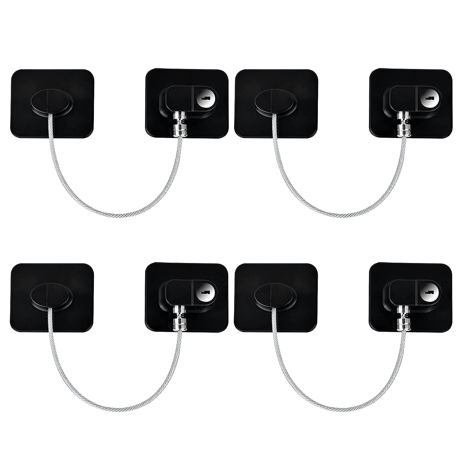 YEYA Refrigerator Lock, Baby Proof Cabinet Locks with Keys, Safety Cabinets Locks for Toddler 4 Pack