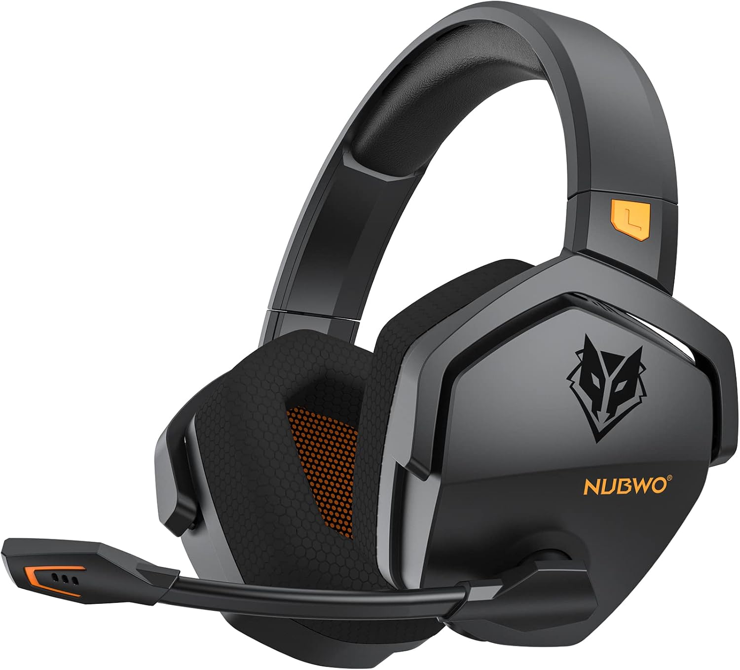 NUBWO Gaming Headset, 2.4GHz Wireless Gaming Headphone for PS4, PS5, PC, NS, 5.3 Bluetooth Headphone with 100Hr Battery, Flip Noise Canceling Microphone, 3.5mm Wired Mode for Xbox Series - Orange