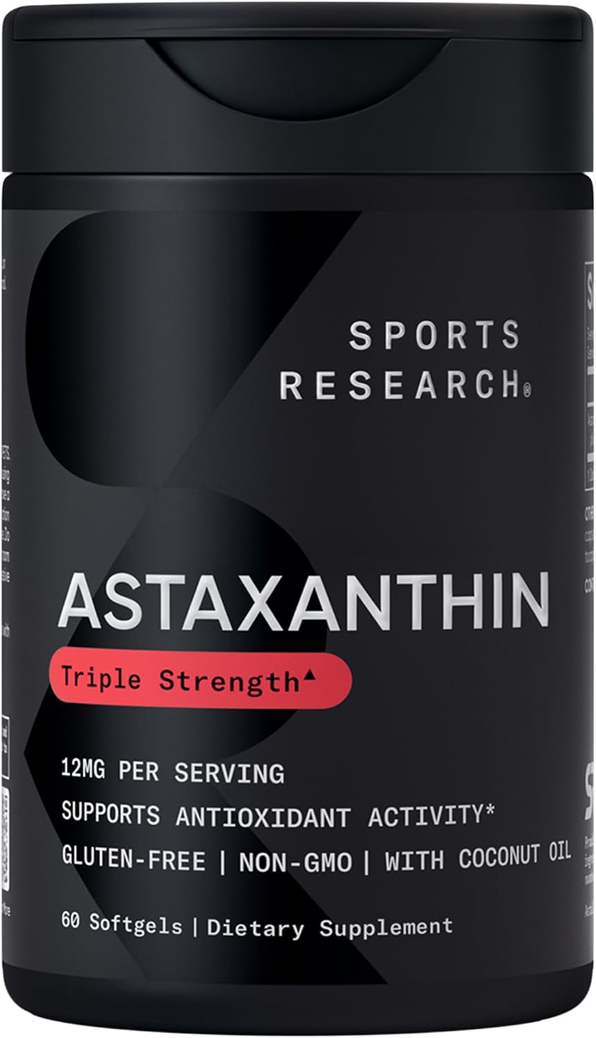 Sports Research® Icelandic Astaxanthin 12mg w/Coconut Oil, 60 Softgels