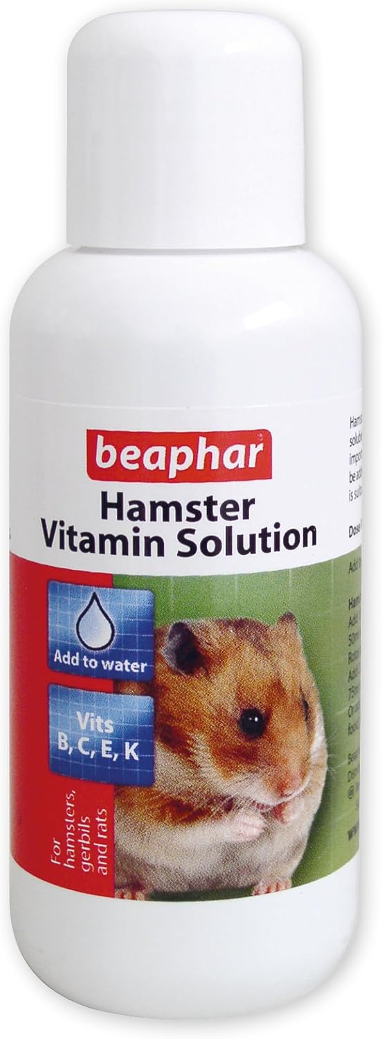 Beaphar - Hamster Vitamin Solution - Supports Optimum Health - Contains Vitamins B, C, E and K - Easy-to-use liquid, Add to Drinking Water or Food - Suitable for Hamsters, Gerbils and Rats - 75ml