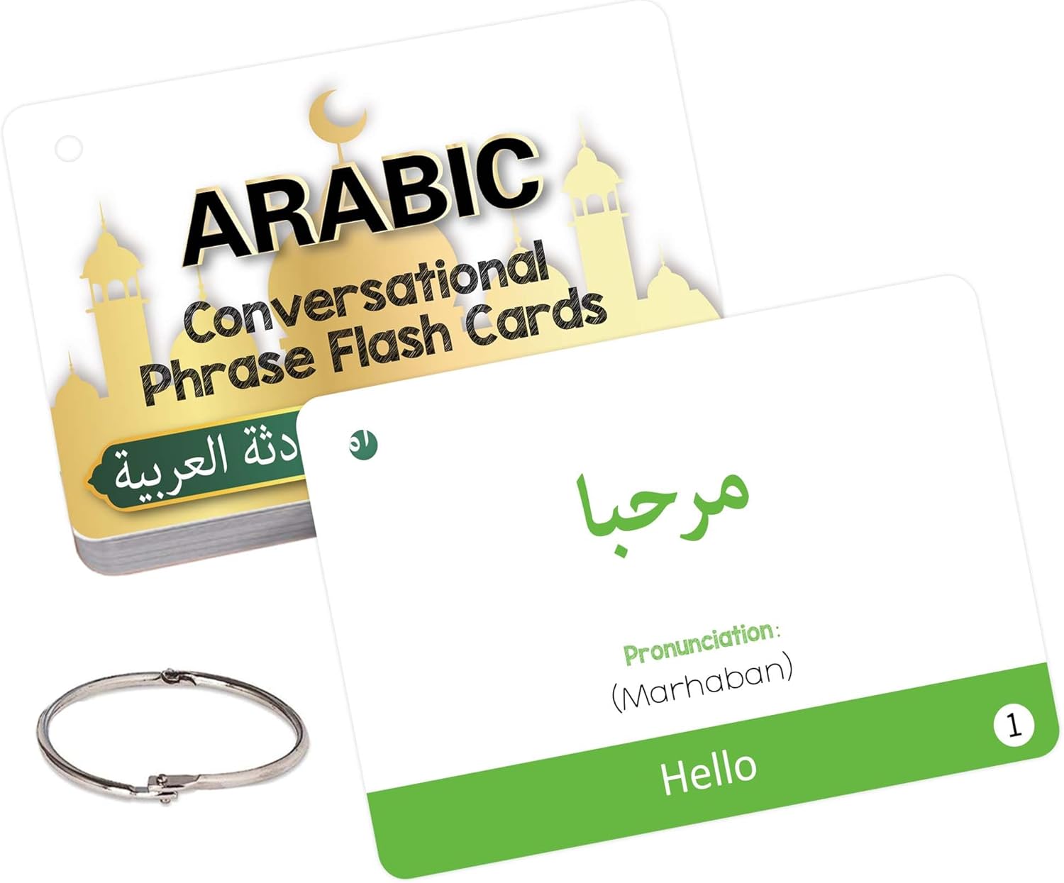 Arabic Conversational Phrase Flash Cards for Beginners, Arabic Cards with English Transliteration for Kids, Students and Adults, Learning Arabic Resource for Travel, Classroom, Homeschool