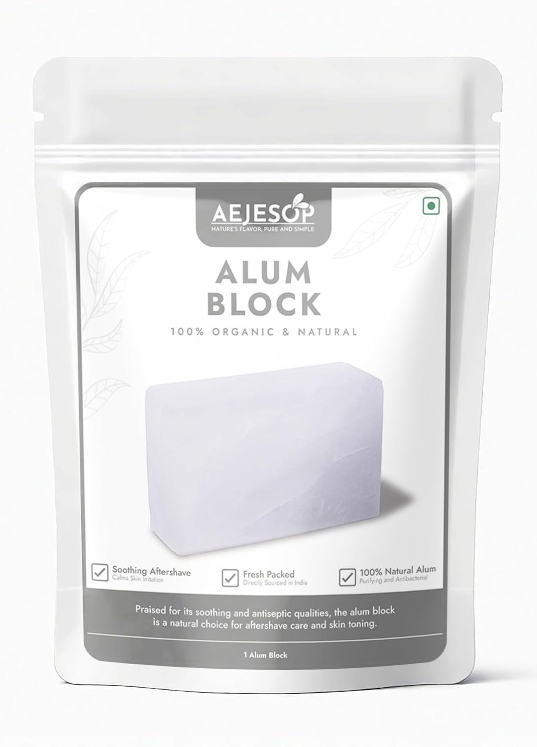 Shaving Alum Block, Aftershave Skincare for Men - 100% Natural (1 Alum Block)