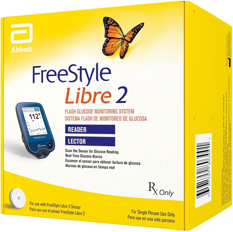 Libre Glucose Meter Libre 2 with Optional Glucose Alarms, High & Low Blood Sugar Indications, Sensors Sold Separately