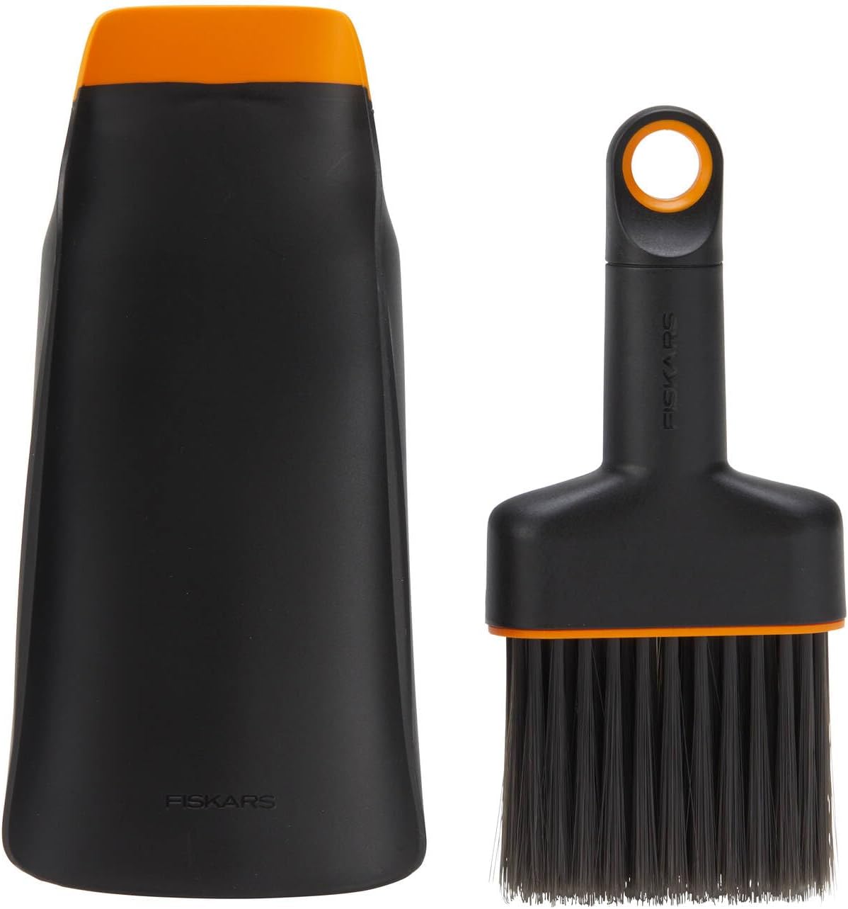 Fiskars Planting Shovel with brush, 20.6 cm planting shovel, 18 cm brush, Synthetic resin, Black/Orange, 1071302