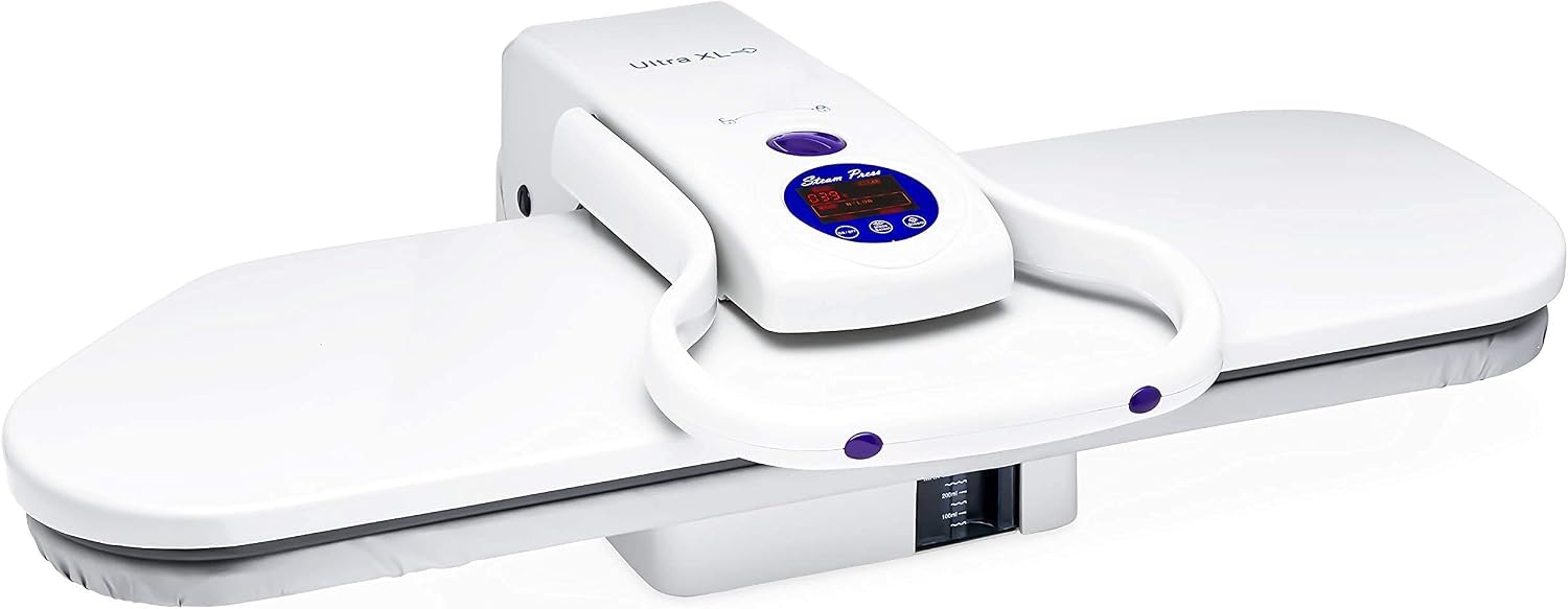 Oversize Pressing Iron/Steam Press | Ultra XL Electronic Iron Press w/ 100LBs. of Pressing Pressure for Home/Business | Multiple Steam Functions & Temp Settings, Large Pressing Surface