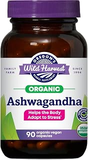Oregon's Wild Harvest Certified Organic Ashwagandha Herbal Vegan Capsules, 1200 MGS, 90 Count