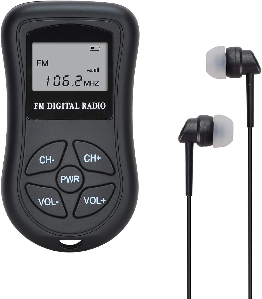 COVVY Mini Size 60-108MHz Stereo FM Radio Receiver with DSP, LCD Display & Earphone