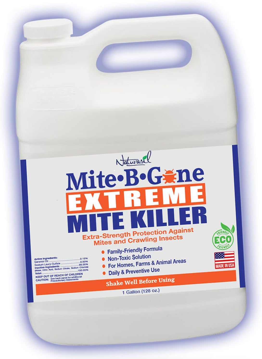Extreme Dust Mite Spray & Mite Killer, Made in USA - 1 Gallon | Severe or Recurring Mite Problems | Bedding, Carpets, Coops, Barns & Livestock Areas | Extra-Strength Bulk Surface Formula